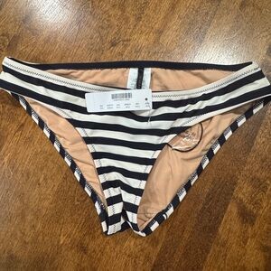 J. Crew Black and White Striped Bikini Bottom